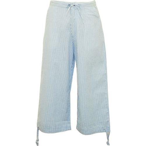 Bagazio Sky Blue / White Seersucker Capri Pants With Drawstrings BM802
